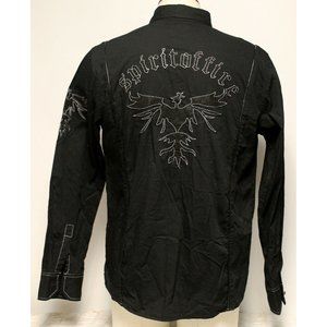 El General Black Collared Button Down Shirt Embroidered Spirit of fire Bird XL